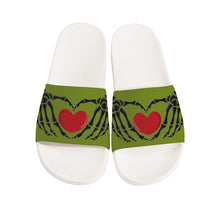 Load image into Gallery viewer, Ti Amo I love you - Exclusive Brand - Wasabi - Skeleton Hands with Heart -  Slide Sandals - White Soles
