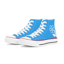 Load image into Gallery viewer, Ti Amo I love you - Exclusive Brand - Picton Blue 2 - White Daisy - High Top Canvas Shoes - White  Soles
