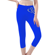 Load image into Gallery viewer, Ti Amo I love you -Exclusive Brand - Blue Blue Eyes - Double White Heart - Womens / Teen Girls / Womens Plus Size - Capri Yoga Leggings - Sizes XS-3XL
