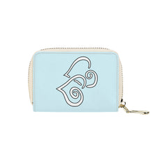 Load image into Gallery viewer, Ti Amo I love you - Exclusive Brand - Mabel Blue - Double White Heart - PU Leather - Zipper Card Holder
