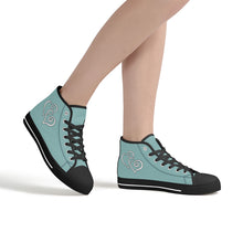 Load image into Gallery viewer, Ti Amo I love you - Exclusive Brand - Shadow Green 2 - Double White Heart High-Top Canvas Shoes - Black Soles
