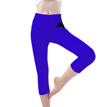 Load image into Gallery viewer, Ti Amo I love you - Exclusive Brand - Violet Blue - Black Heart - Womens / Teen Girls / Womens Plus Size - Capri Yoga Leggings - Sizes XS-3XL
