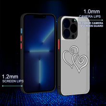 Load image into Gallery viewer, Ti Amo I love you - Exclusive Brand - Silver  - Double White Heart - iPhone 13 Matte Back with Soft Texture Edge Case (3 cameras)
