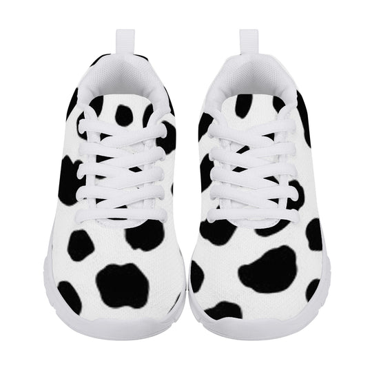 Ti Amo I love you - Exclusive Brand - White with Black Cow Spots - Kids Sneakers - White Soles