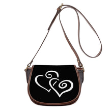 Load image into Gallery viewer, Ti Amo I love you - Exclusive Brand - Black - Double White Heart - Saddle Bag
