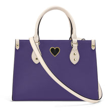 Load image into Gallery viewer, Ti Amo I love you - Exclusive Brand - Violet Crescent - Luxury Womens PU Tote Bag - Cream Straps
