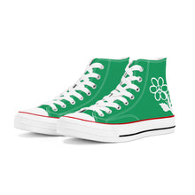 Load image into Gallery viewer, Ti Amo I love you - Exclusive Brand - Shamrock Green - White Daisy - High Top Canvas Shoes - White  Soles
