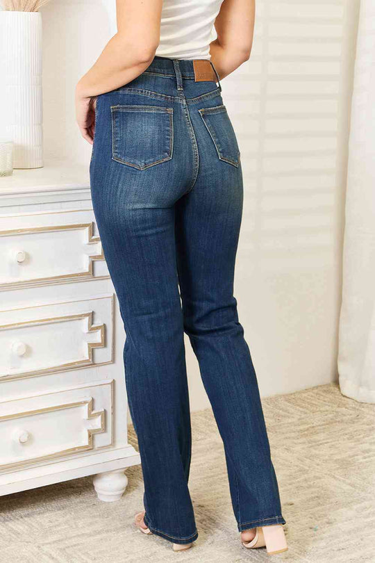 Judy Blue Full Size Elastic Waistband Slim Bootcut Jeans Ti Amo I love you