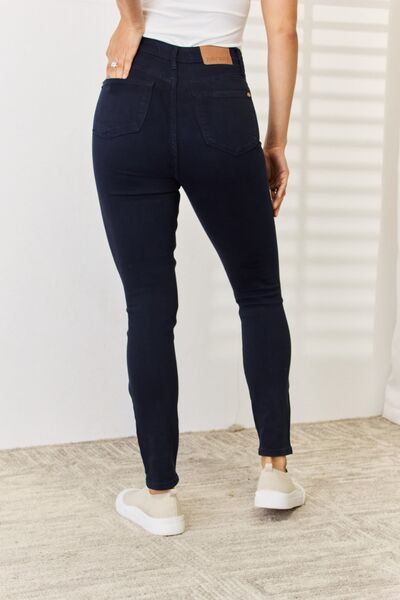 Judy Blue Full Size Garment Dyed Tummy Control Skinny Jeans Ti Amo I love you