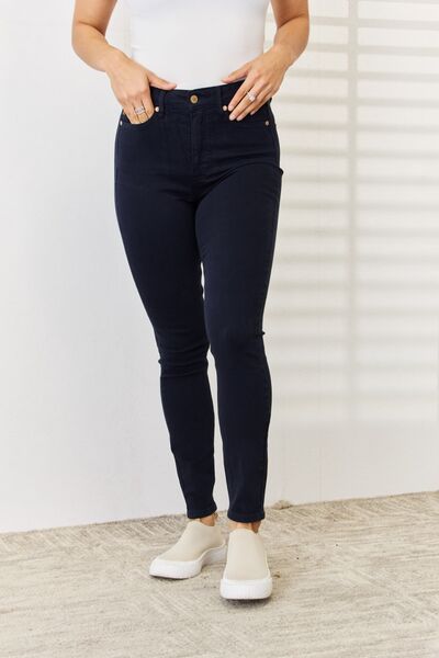 Judy Blue Full Size Garment Dyed Tummy Control Skinny Jeans Ti Amo I love you
