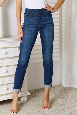 Judy Blue Full Size Skinny Cropped Jeans Ti Amo I love you