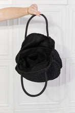 Load image into Gallery viewer, Justin Taylor Beach Date Straw Rattan Handbag in Black Ti Amo I love you
