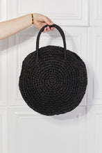 Load image into Gallery viewer, Justin Taylor Beach Date Straw Rattan Handbag in Black Ti Amo I love you
