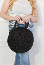 Load image into Gallery viewer, Justin Taylor Beach Date Straw Rattan Handbag in Black Ti Amo I love you
