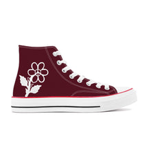 Load image into Gallery viewer, Ti Amo I love you - Exclusive Brand - Heath - White Daisy - High Top Canvas Shoes - White  Soles
