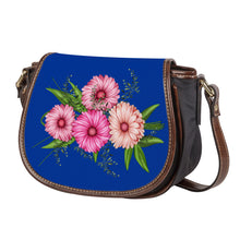 Load image into Gallery viewer, Ti Amo I love you - Exclusive Brand - Dark Powder Blue - Pink Floral - Saddle Bag
