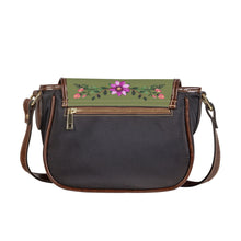 Load image into Gallery viewer, Ti Amo I love you - Exclusive Brand - Hazel Green - Pink Floral Pattern -  Saddle Bag
