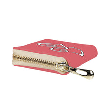 Load image into Gallery viewer, Ti Amo I love you - Exclusive Brand - Light Carmine Pink - Double White Heart - PU Leather - Zipper Card Holder
