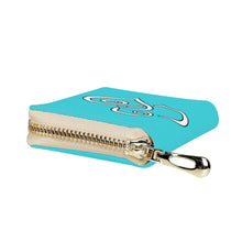 Load image into Gallery viewer, Ti Amo I love you - Exclusive Brand - Picton Blue - Double White Heart - PU Leather - Zipper Card Holder
