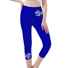 Load image into Gallery viewer, Ti Amo I love you -  Exclusive Brand - Royal Blue - Womens / Teen Girls  / Womens Plus Size  - Angry Fish - Capri Yoga Leggings - Sizes XS-3XL
