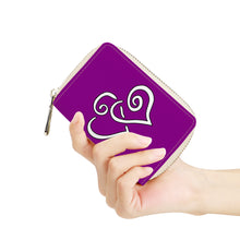 Load image into Gallery viewer, Ti Amo I love you - Exclusive Brand - Mardi Gras - Double White Heart - PU Leather - Zipper Card Holder
