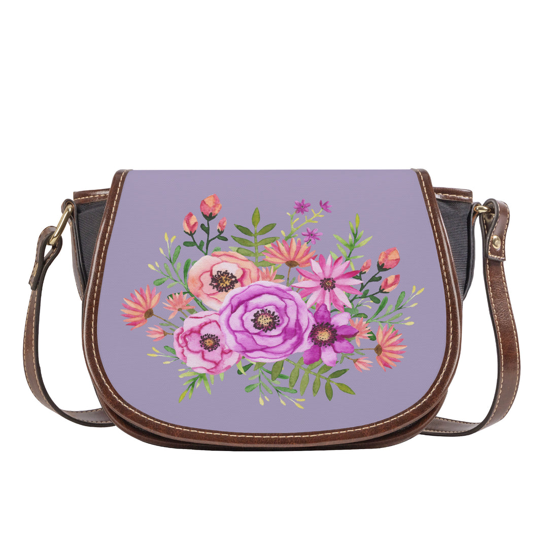 Ti Amo I love you - Exclusive Brand - Purple Heather - Floral Bouquet -  Saddle Bag