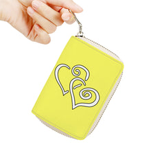 Load image into Gallery viewer, Ti Amo I love you - Exclusive Brand - Laser Lemon - Double White Heart - PU Leather - Zipper Card Holder
