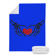 Load image into Gallery viewer, Ti Amo I love you - Exclusive Brand  - Blue Blue Eyes - Skeleton Hands with Heart - Micro Fleece Blankets
