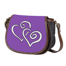 Load image into Gallery viewer, Ti Amo I love you - Exclusive Brand - Deep Lavender - Double White Heart - Saddle Bag
