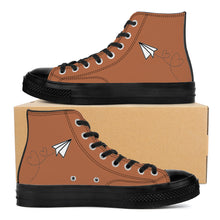 Load image into Gallery viewer, Ti Amo I love you - Exclusive Brand - Earth Brown - Paper Airplane - High Top Canvas Shoes - Black Soles
