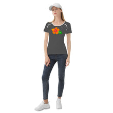 Load image into Gallery viewer, Ti Amo I love you - Exclusive Brand - Davy&#39;s Grey - Hawaiian Flower - Women&#39;s T shirt - Sizes XS-2XL
