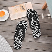 Load image into Gallery viewer, Ti Amo I love you - Exclusive Brand  -Black &amp; White -  Zebra - Flip Flops - Sizes Womens 7-13 &amp; Men&#39;s 7-11
