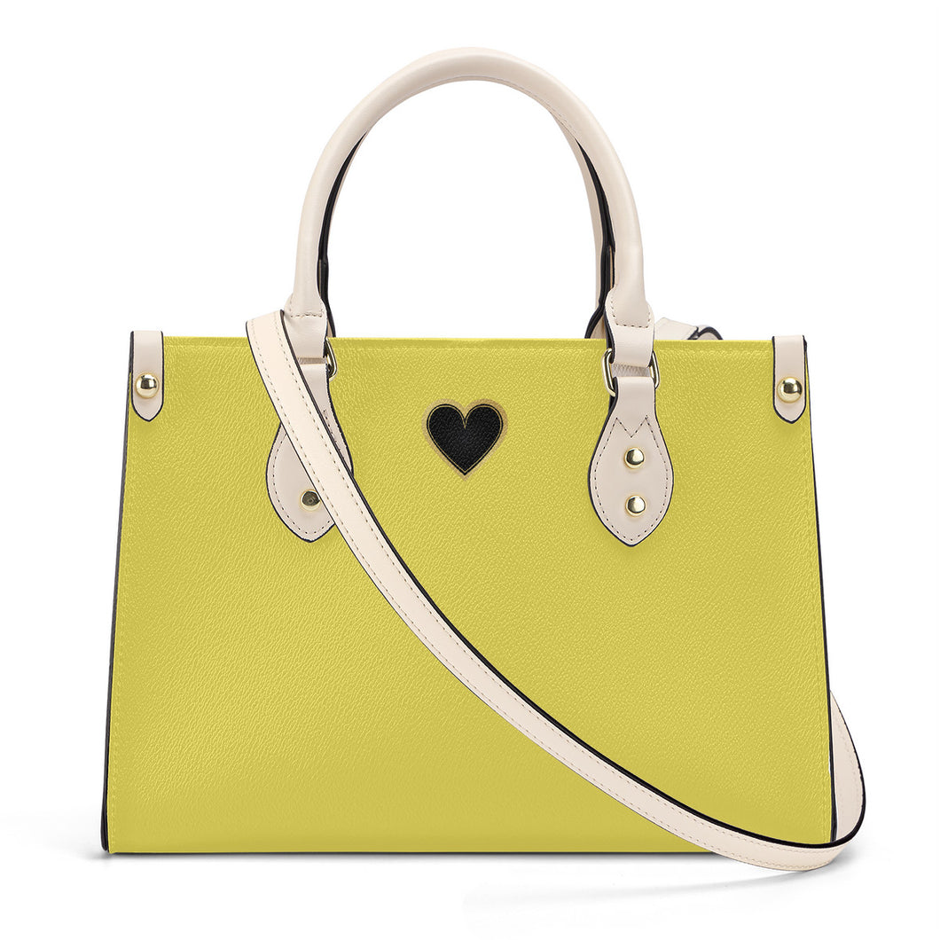 Ti Amo I love you - Exclusive Brand - Marigold Yellow - Luxury Womens PU Tote Bag - Cream Straps