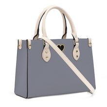 Load image into Gallery viewer, Ti Amo I love you - Exclusive Brand - Blue Grey - Luxury Womens PU Tote Bag - Cream Straps
