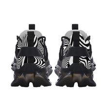 Load image into Gallery viewer, Ti Amo I love you - Exclusive Brand - Black &amp; White Wavy Pattern - Not Symetrical- Script Double Heart - Air Max React Sneakers - Black Soles
