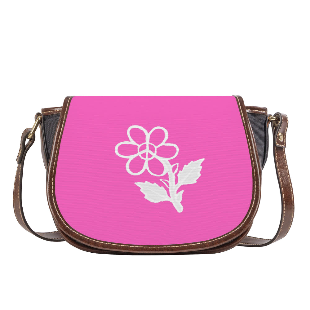 Ti Amo I love you - Exclusive Brand  - Hot Pink - White Daisy - Saddle Bag
