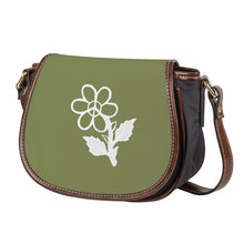 Load image into Gallery viewer, Ti Amo I love you - Exclusive Brand - Hazel Green - White Daisy - Saddle Bag
