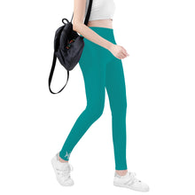 Load image into Gallery viewer, Ti Amo I love you - Exclusive Brand - Viridian Green - Angry Fish  - Womens / Teen Girls  / Womens Plus Size  - Yoga Leggings - Sizes XS-3XL
