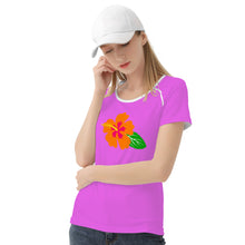 Load image into Gallery viewer, Ti Amo I love you - Exclusive Brand  - Deep Lavender Magenta - Hawaiian Flower - Women&#39;s T shirt - Sizes XS-2XL
