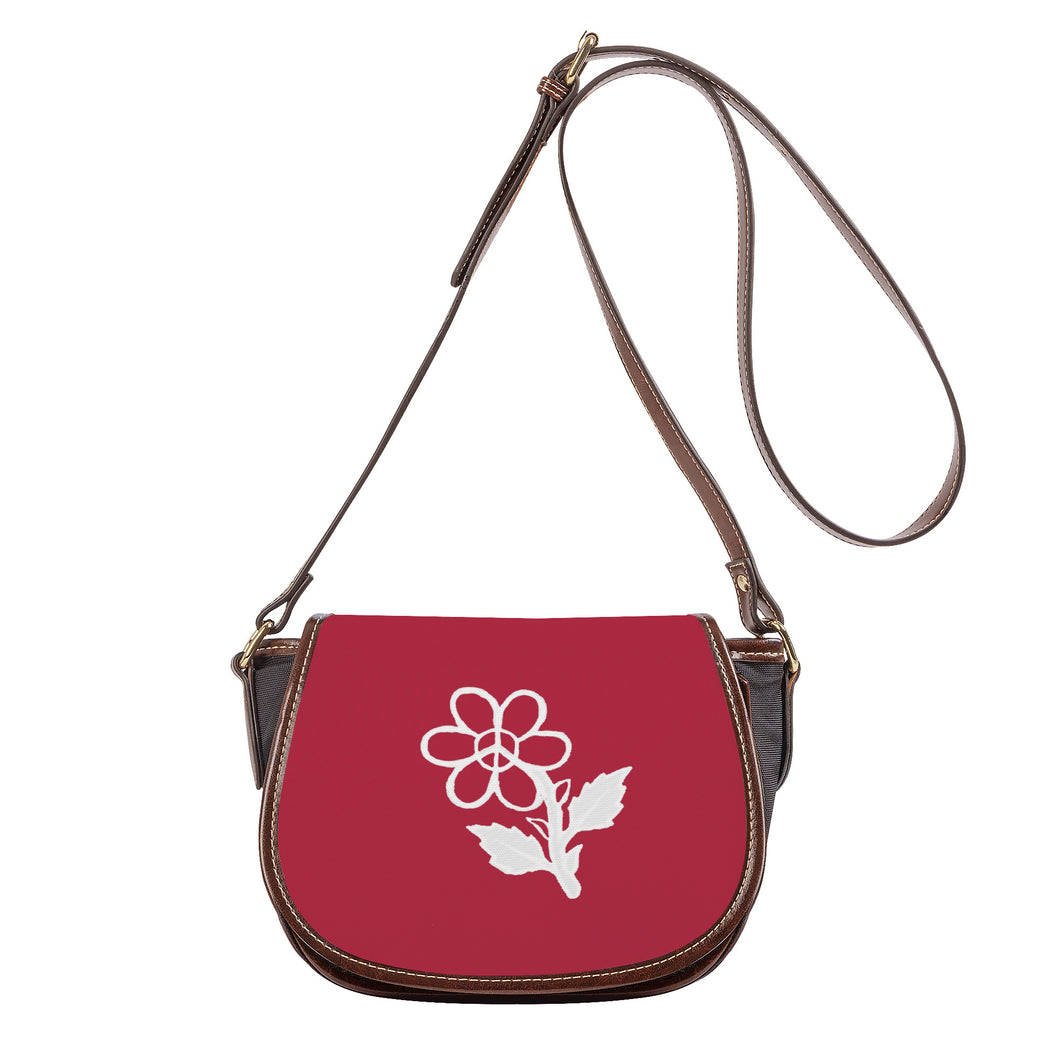 Ti Amo I love you - Exclusive Brand  - Brick Red - White Daisy - Saddle Bag