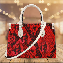 Load image into Gallery viewer, Ti Amo I love you - Exclusive Brand - Red Snake Skin - Luxury Womens PU Tote Bag - Cream Straps
