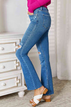 Load image into Gallery viewer, Kancan Full Size Distressed Raw Hem Bootcut Jeans Ti Amo I love you
