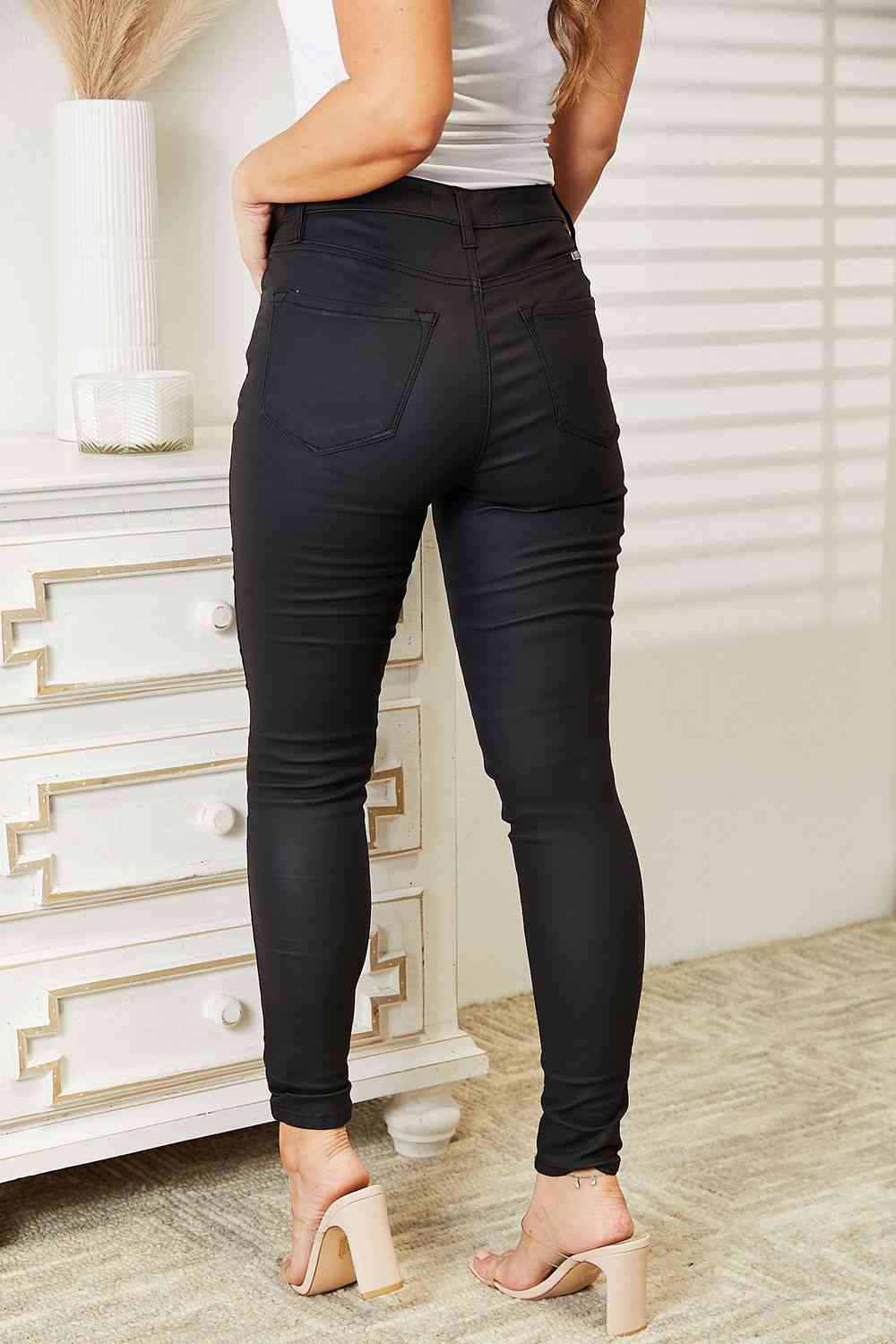 Kancan Full Size High Rise Black Coated Ankle Skinny Jeans - Sizes 0-15 & 16W-22W Ti Amo I love you