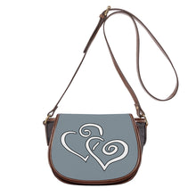 Load image into Gallery viewer, Ti Amo I love you - Exclusive Brand - Regent Grey - Double White Heart - Saddle Bag
