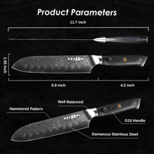 Load image into Gallery viewer, Kegani Chef Knife, 8 Inch Damascus Chefs Knife-Japanese VG10 Super Steel Hammered - G10 Handle Kitchen Knife - Classic Series Ti Amo I love you
