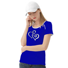 Load image into Gallery viewer, TI Amo I love you - Exclusive Brand - Royal Blue - Double White Heart - Women&#39;s T shirt
