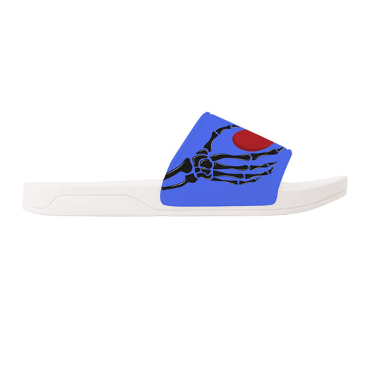 Ti Amo I love you - Exclusive Brand - Neon Blue - Skeleton Hands with Heart -  Slide Sandals - White Soles