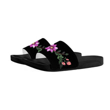 Load image into Gallery viewer, Ti Amo I love you  - Exclusive Brand - Black - Floral  - Womens - Slide Sandals - Black Soles
