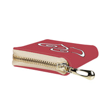 Load image into Gallery viewer, Ti Amo I love you - Exclusive Brand - Chestnut - Double White Heart - PU Leather - Zipper Card Holder
