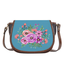 Load image into Gallery viewer, Ti Amo I love you - Exclusive Brand - Blue Koi - Pink Floral Pattern -  Saddle Bag
